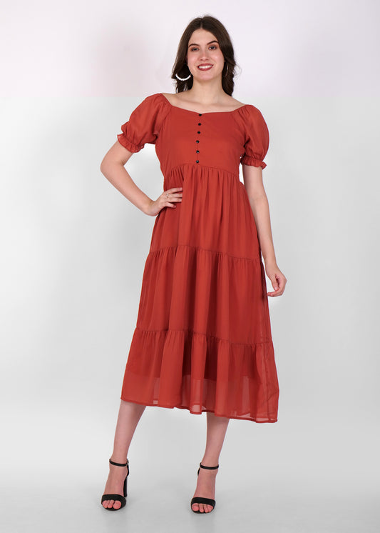 Hiza Women Fit & Flare Rusty Dress