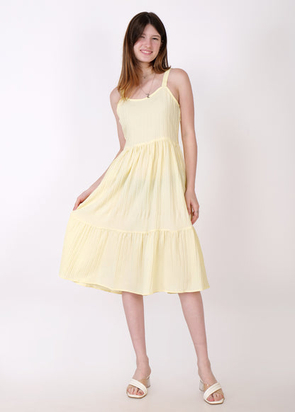 Women Fit and Flare Yellow Dress