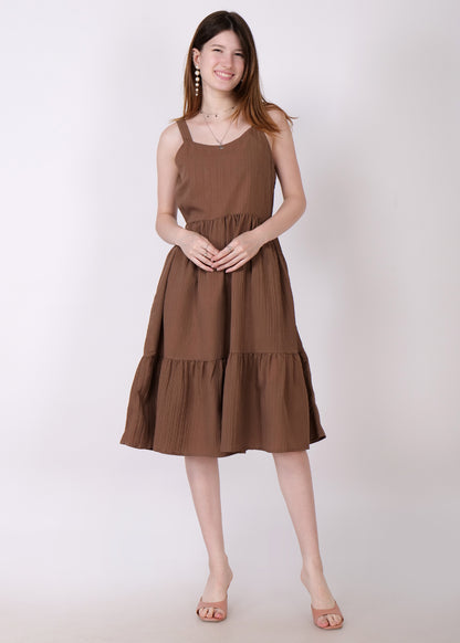 Women Fit and Flare Brown Dress