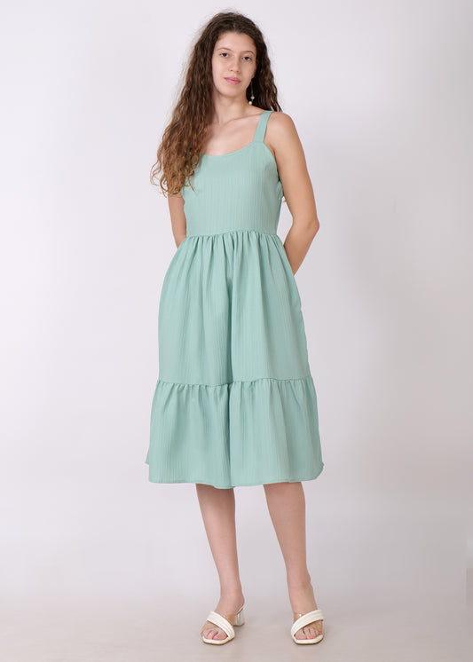 Women Fit and Flare Green Dress