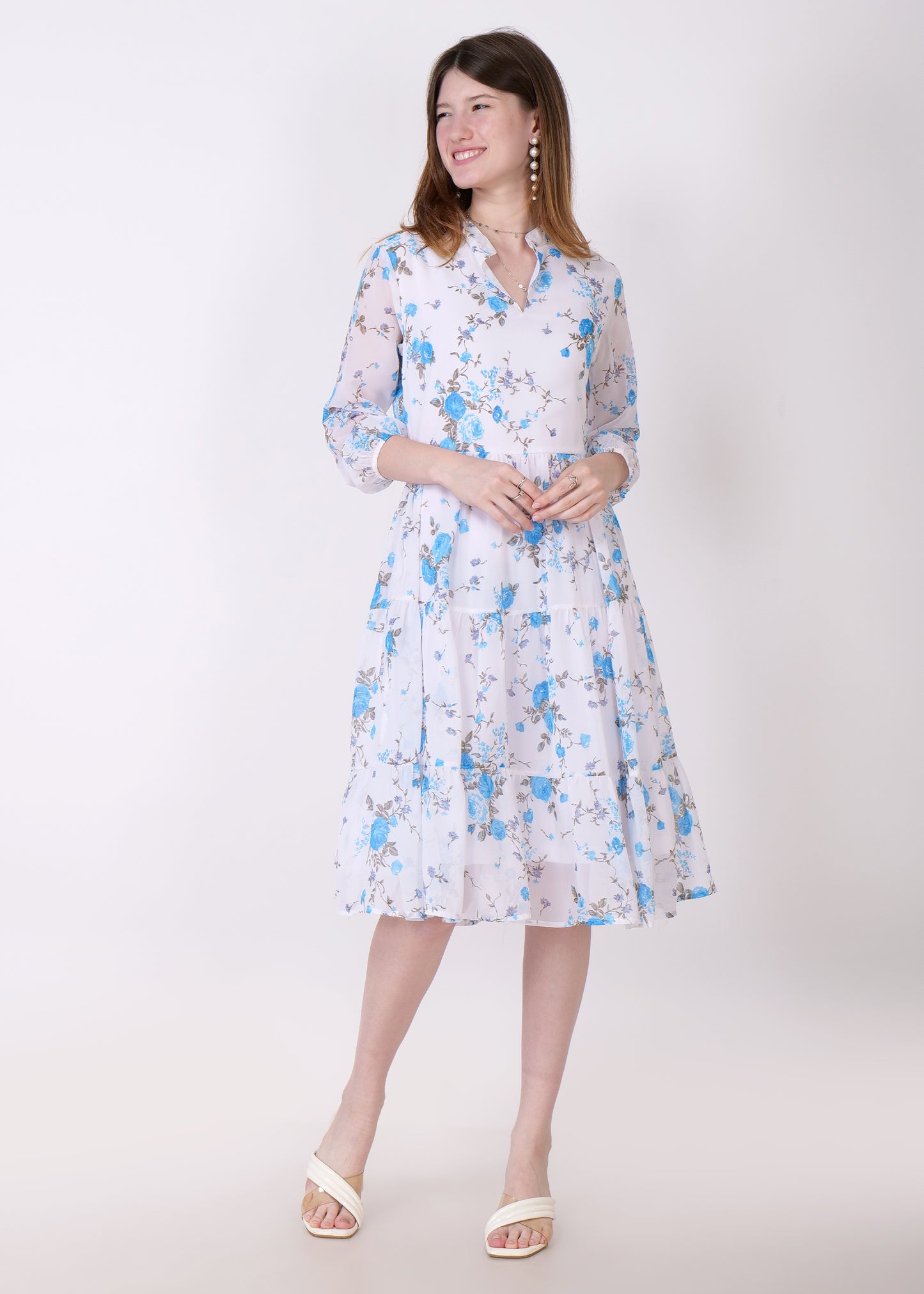 Women Fit and Flare Sky Blue Dress