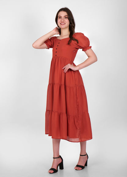 Hiza Women Fit & Flare Rusty Dress