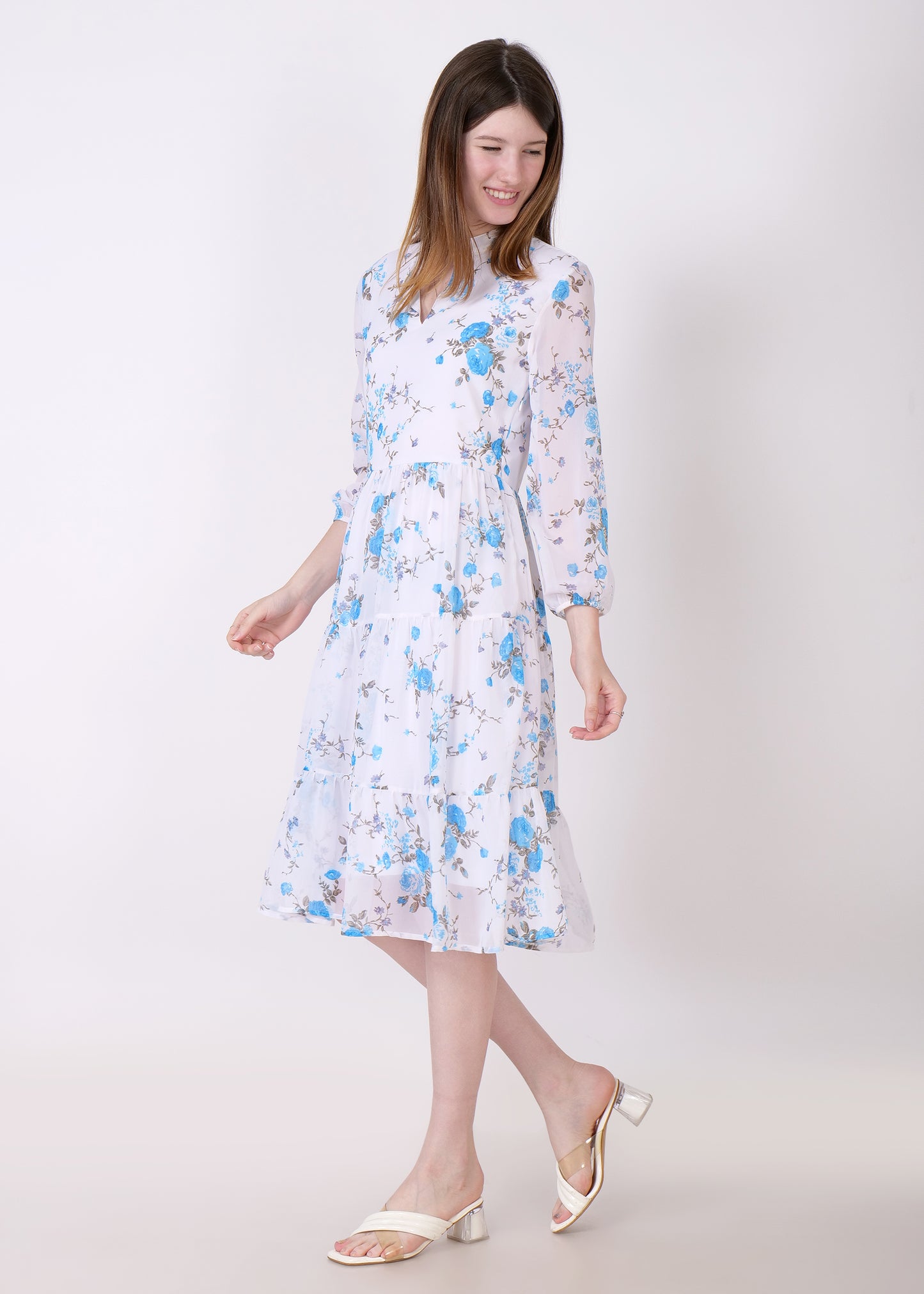 Women Fit and Flare Sky Blue Dress