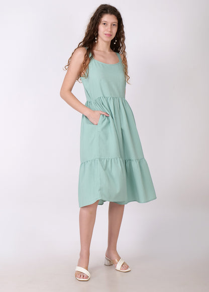 Women Fit and Flare Green Dress