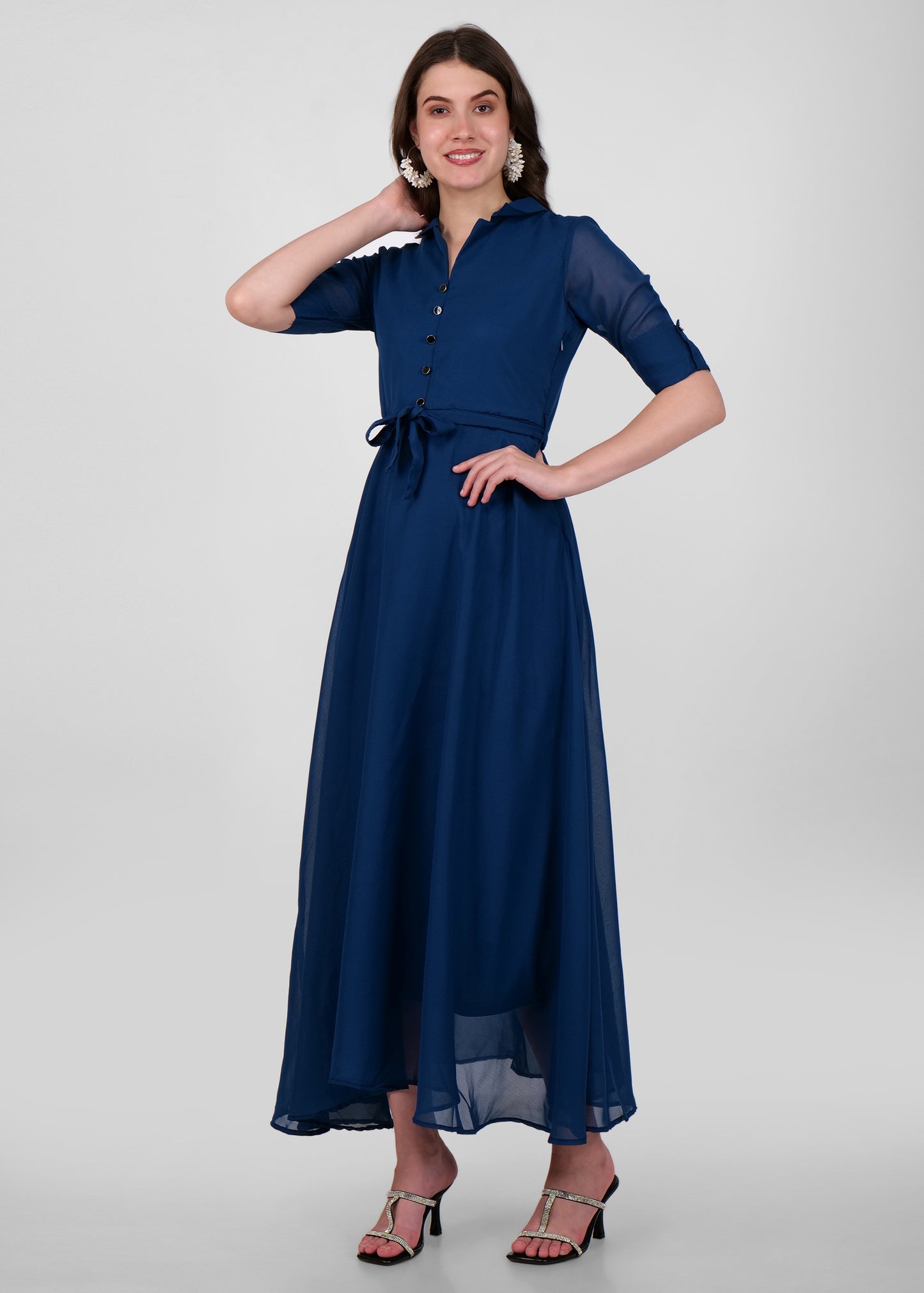 Hiza Women Fit & Flare Blue Dress