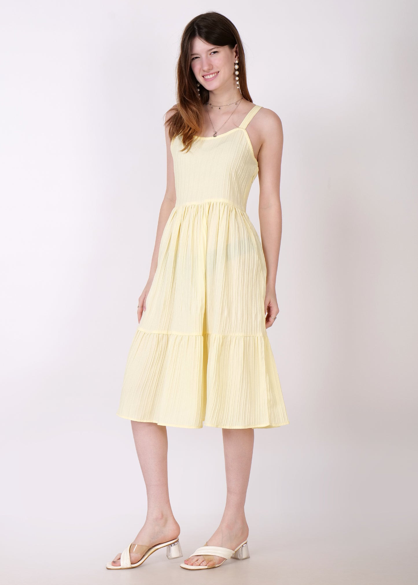 Women Fit and Flare Yellow Dress