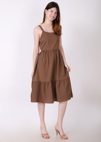 Women Fit and Flare Brown Dress