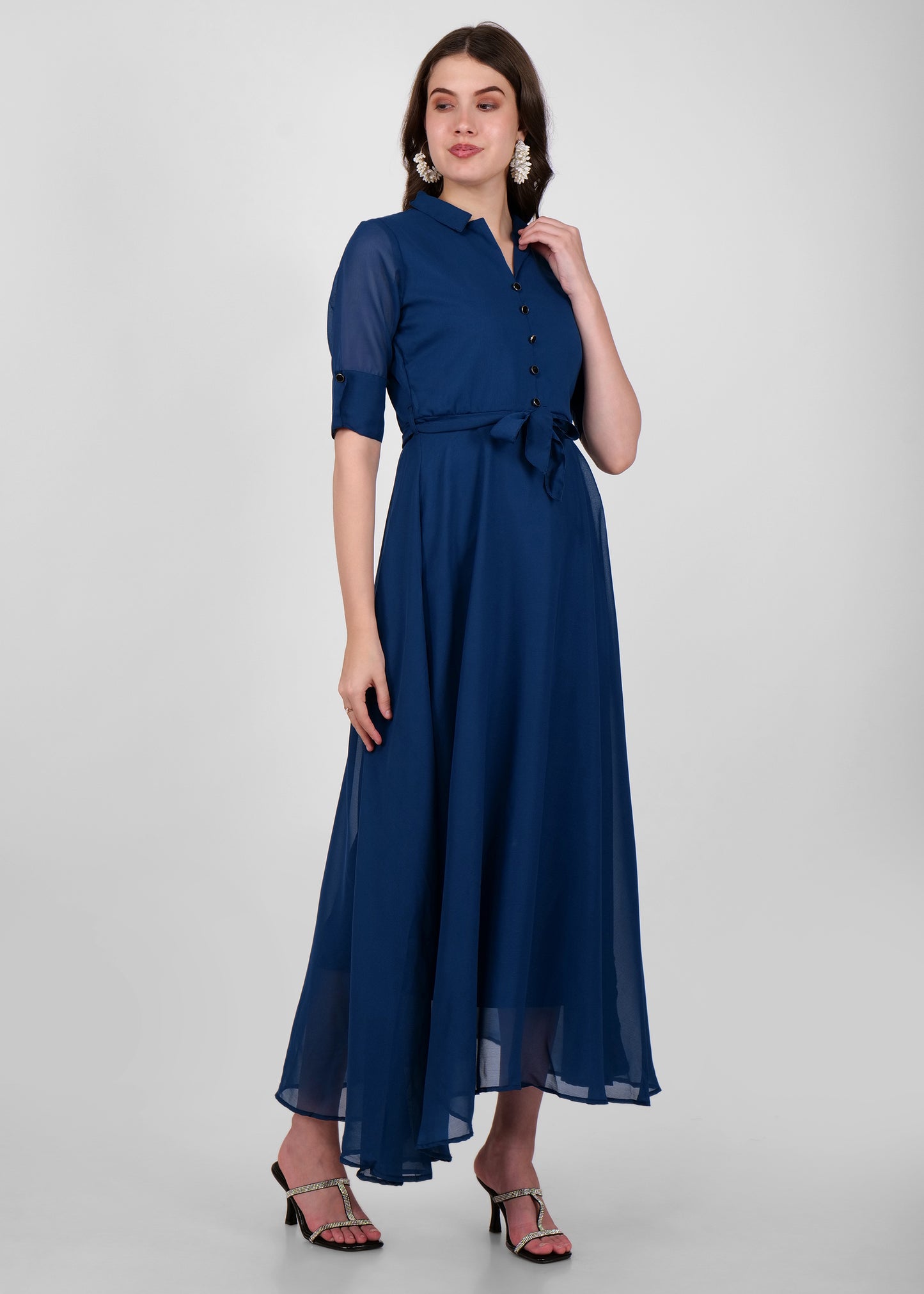 Hiza Women Fit & Flare Blue Dress