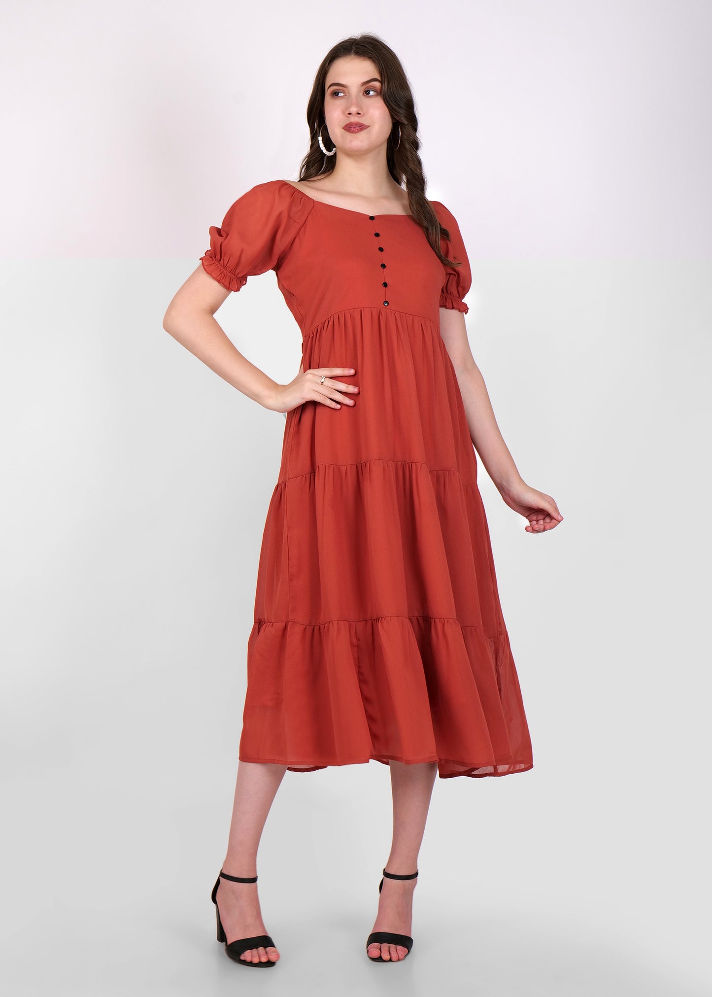 Hiza Women Fit & Flare Rusty Dress