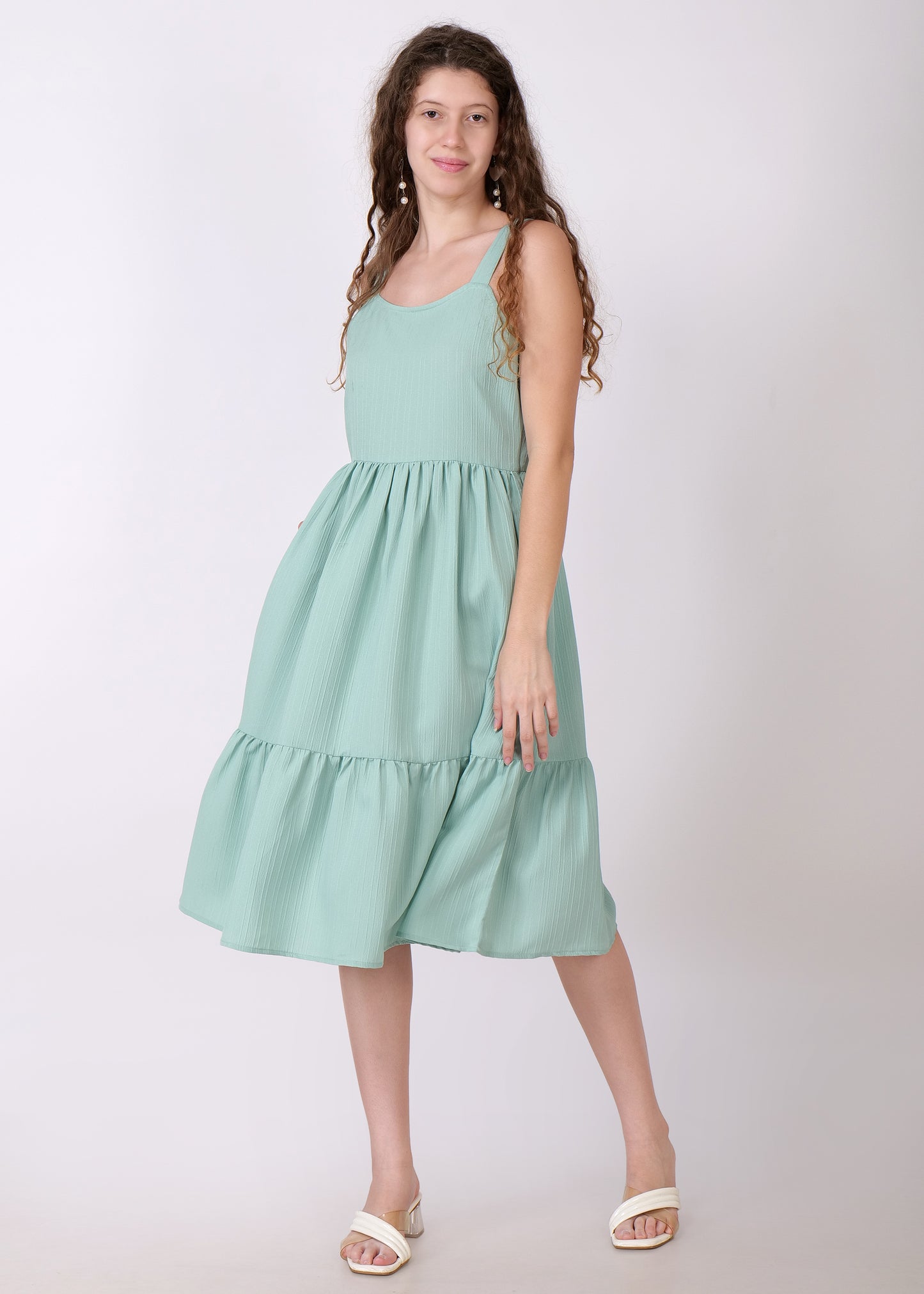 Women Fit and Flare Green Dress