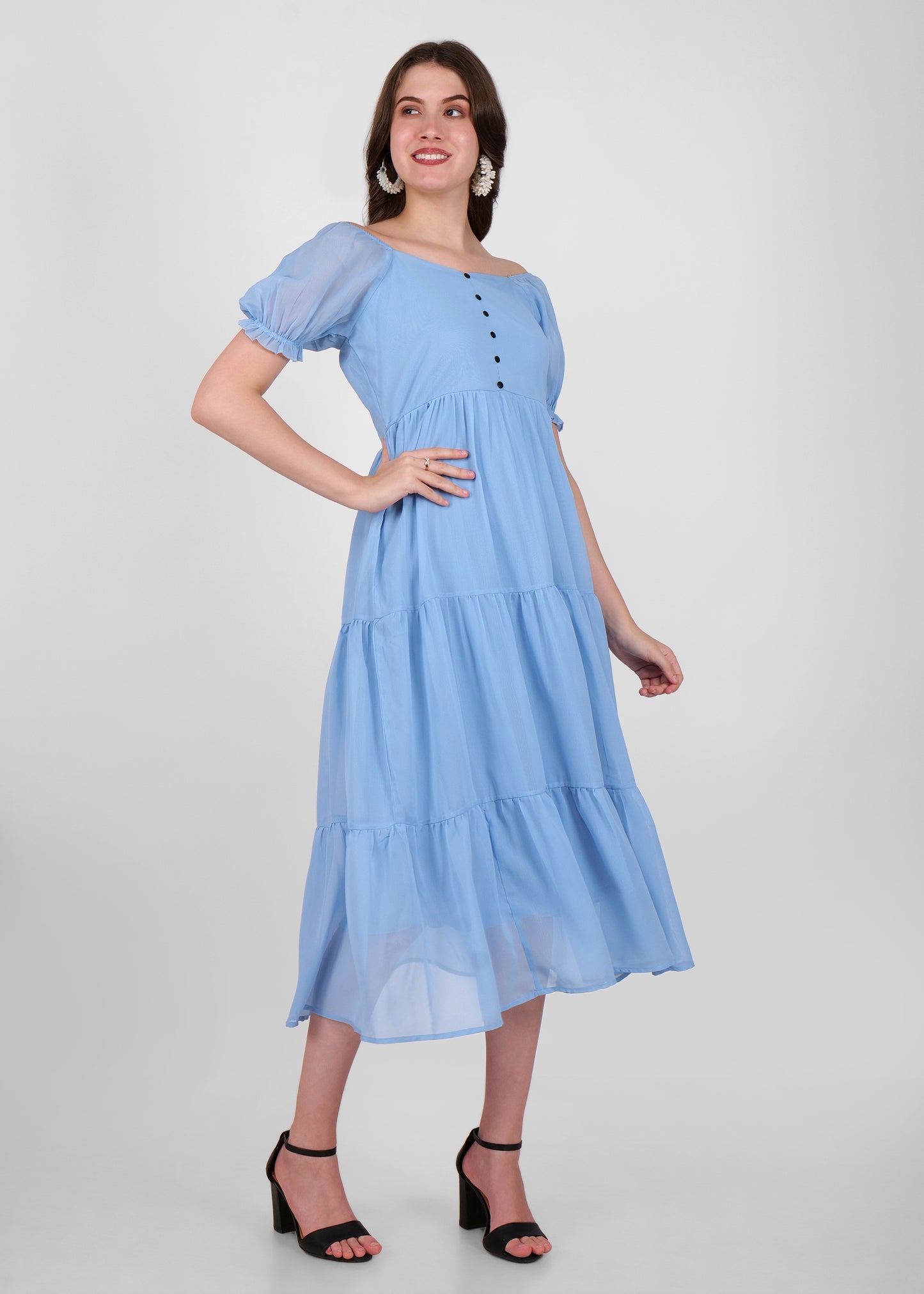 Hiza Women Fit & Flare Skyblue Dress