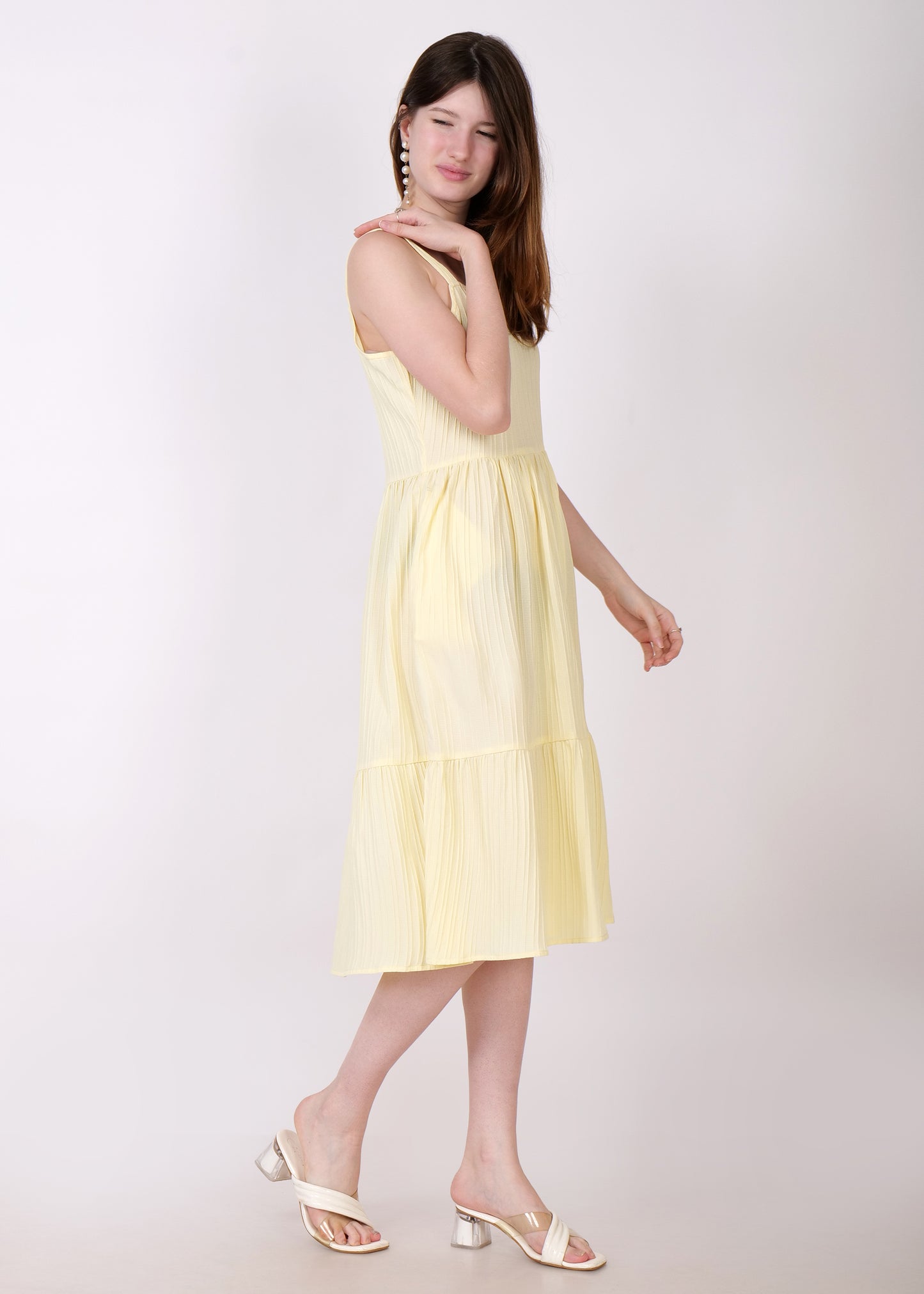 Women Fit and Flare Yellow Dress