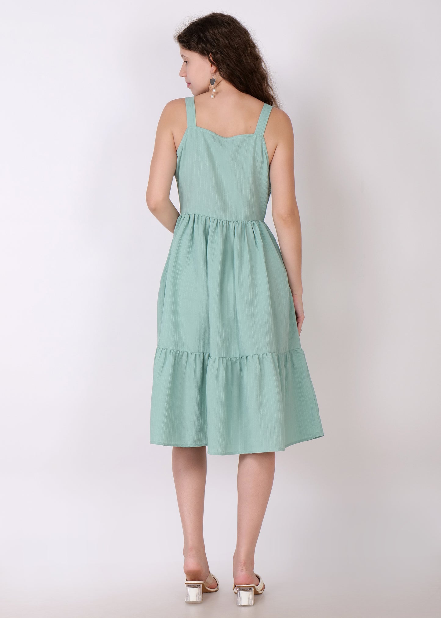 Women Fit and Flare Green Dress