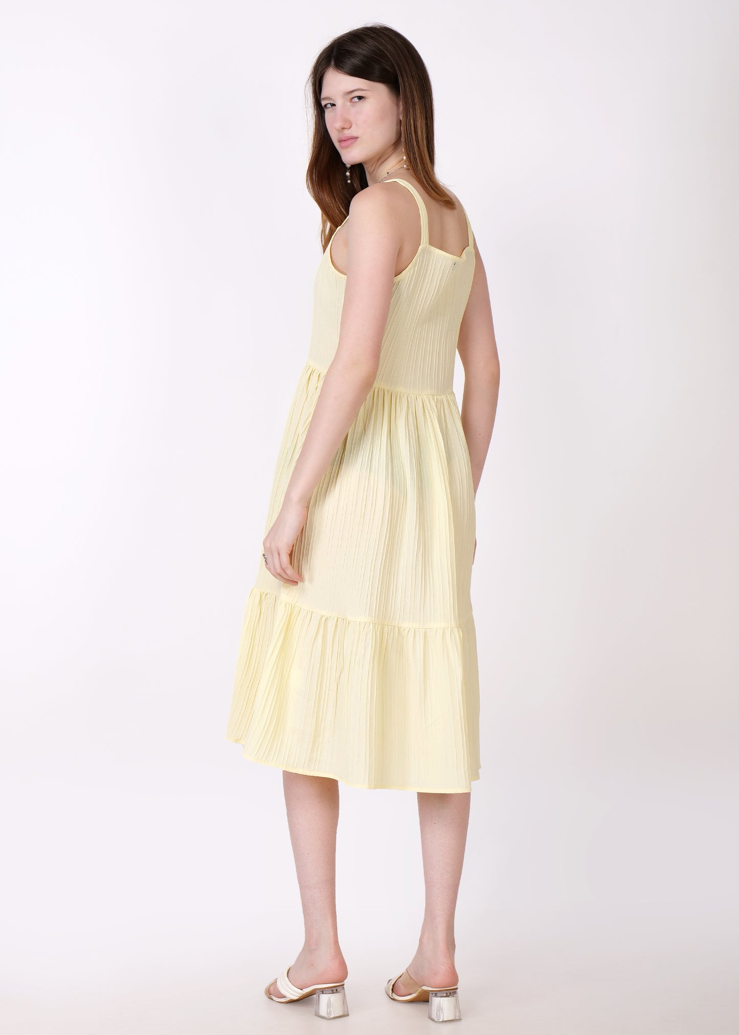 Women Fit and Flare Yellow Dress