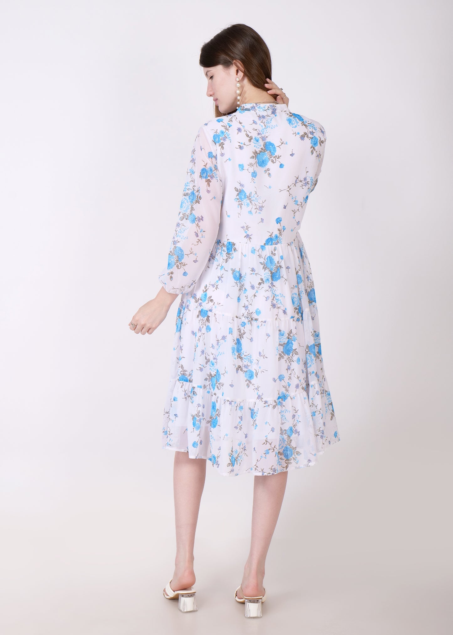 Women Fit and Flare Sky Blue Dress