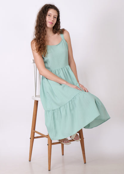 Women Fit and Flare Green Dress