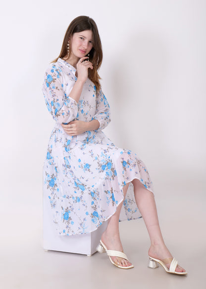 Women Fit and Flare Sky Blue Dress