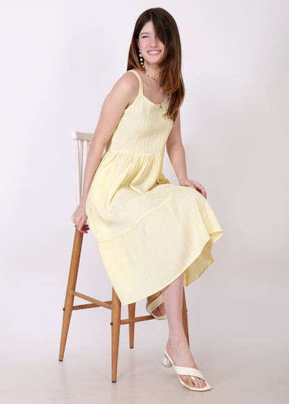 Women Fit and Flare Yellow Dress