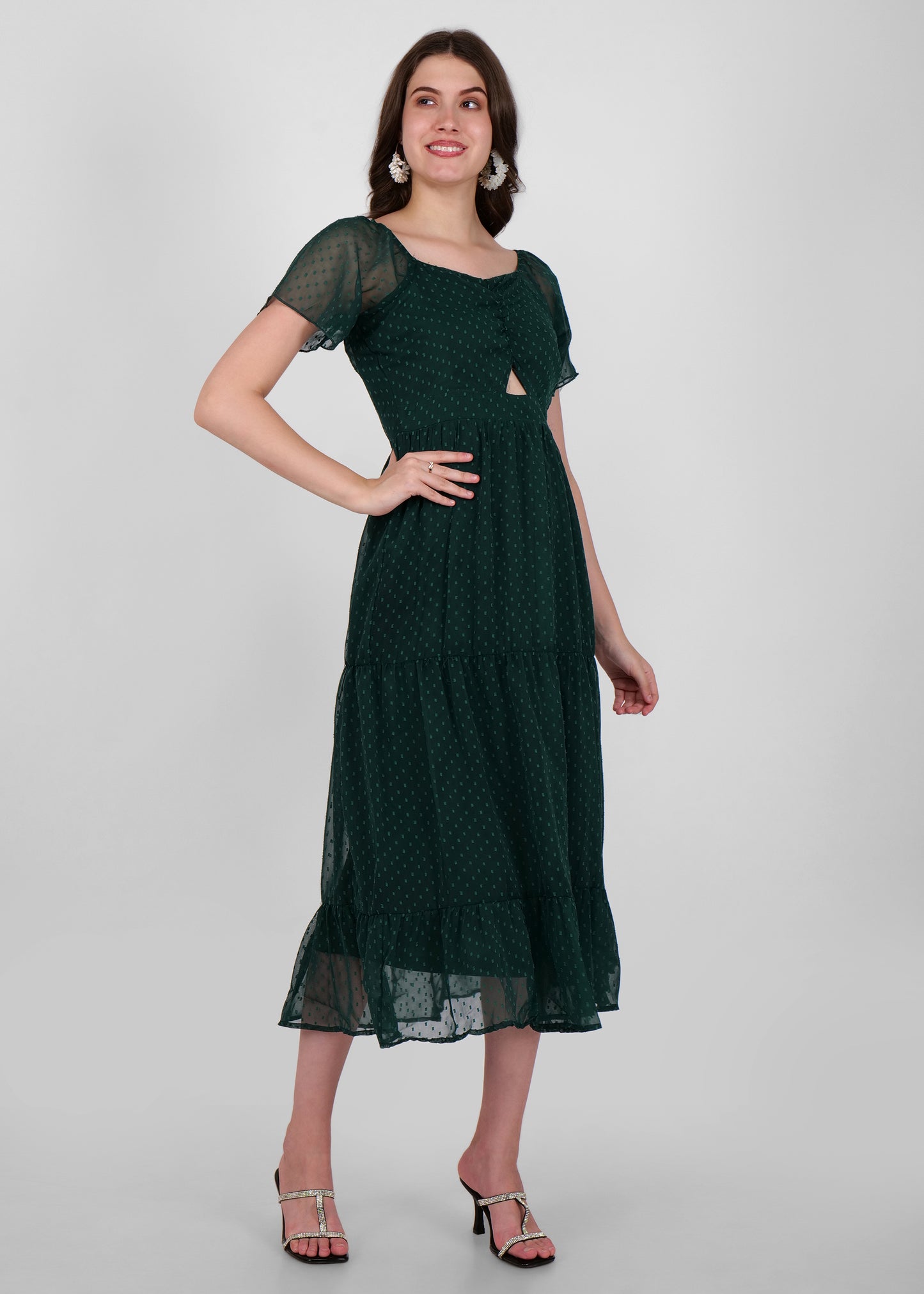 Hiza Women Fit & Flare Green Dress