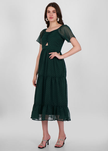 Hiza Women Fit & Flare Green Dress